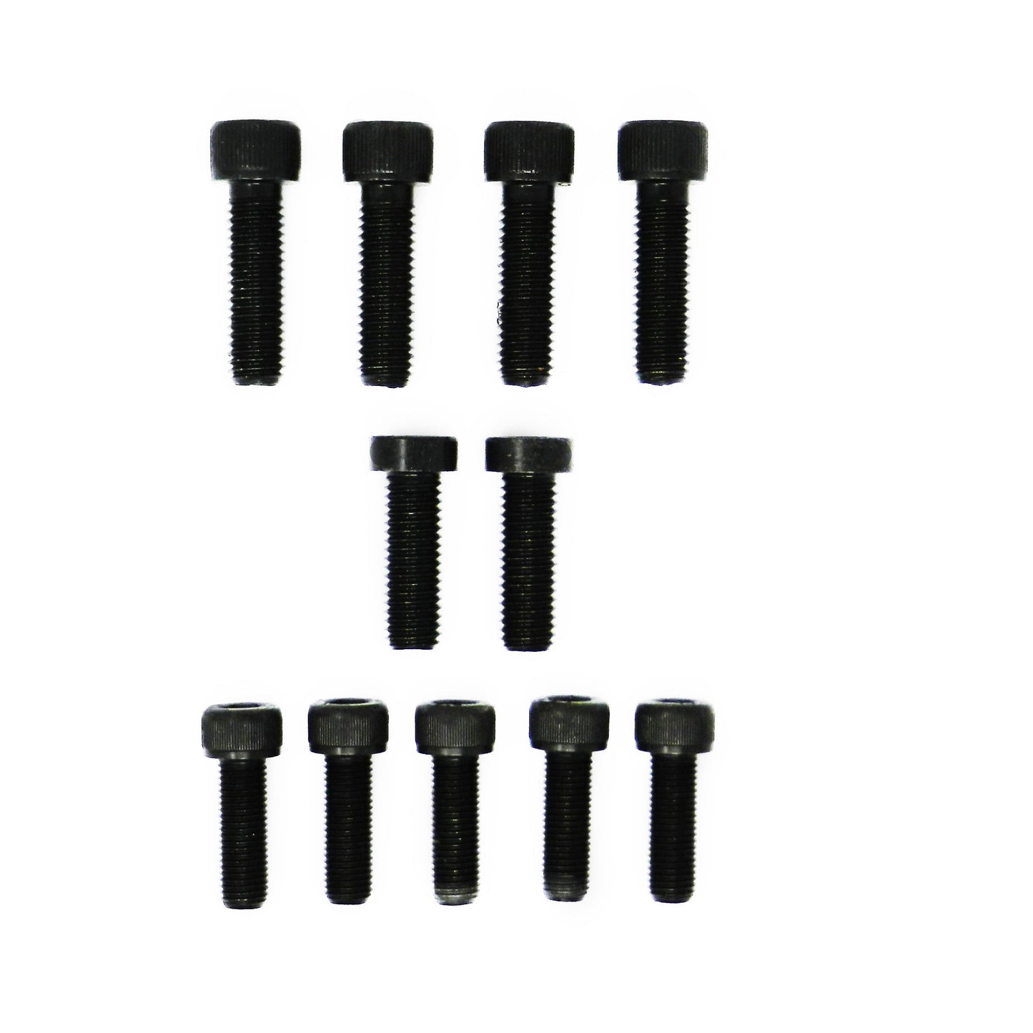 Set of 9 socket head cap screws and 2 flat socket head cap screws for the Ford Barra engine side adapter application