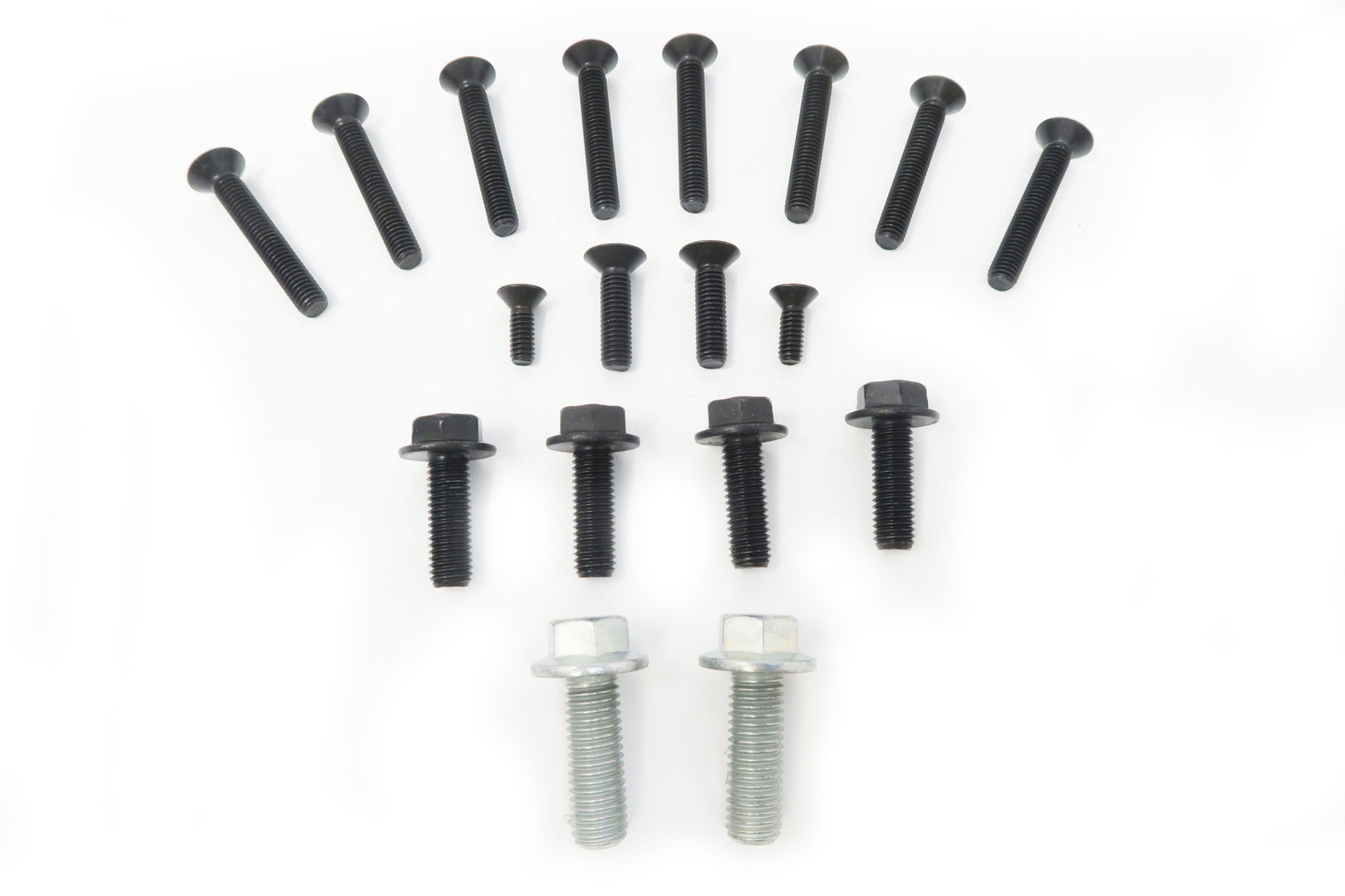 Set of 12 flat socket head cap screws and 6 hex flanged head cap screws for A340 J3 application