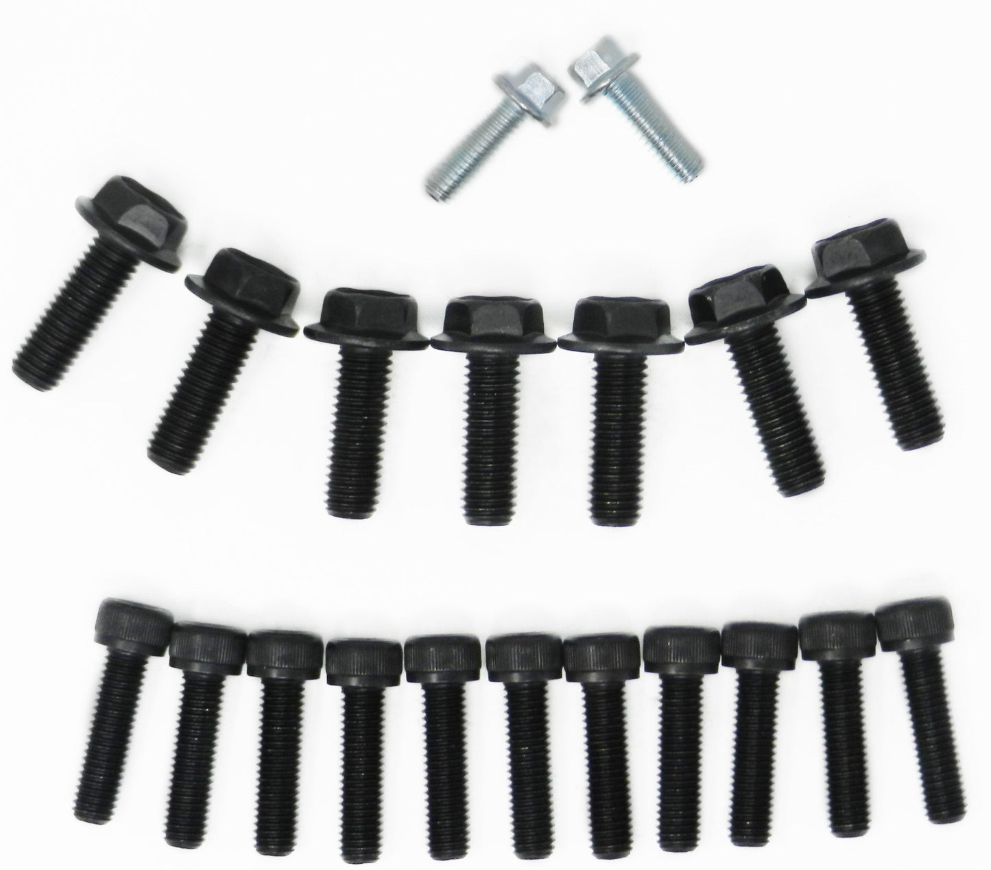 Set of 9 flanged hex head cap screws and 11 socket head cap screws for the rx7 adapter plate application