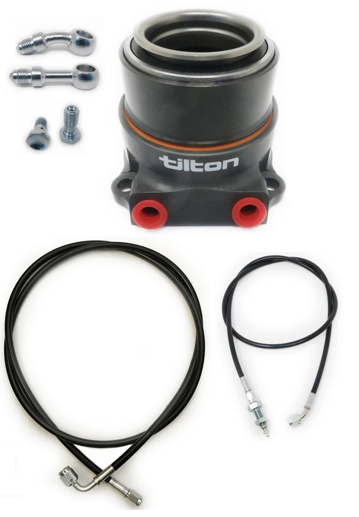 complete stage 5 twin disc kit with tilton stage 5 slave cylinder, 5ft teflon coated clutch line, 70 degree teflon coated bleeder line, 2 banjo bolts, 30 degree banjo bolt, and straight banjo bolt