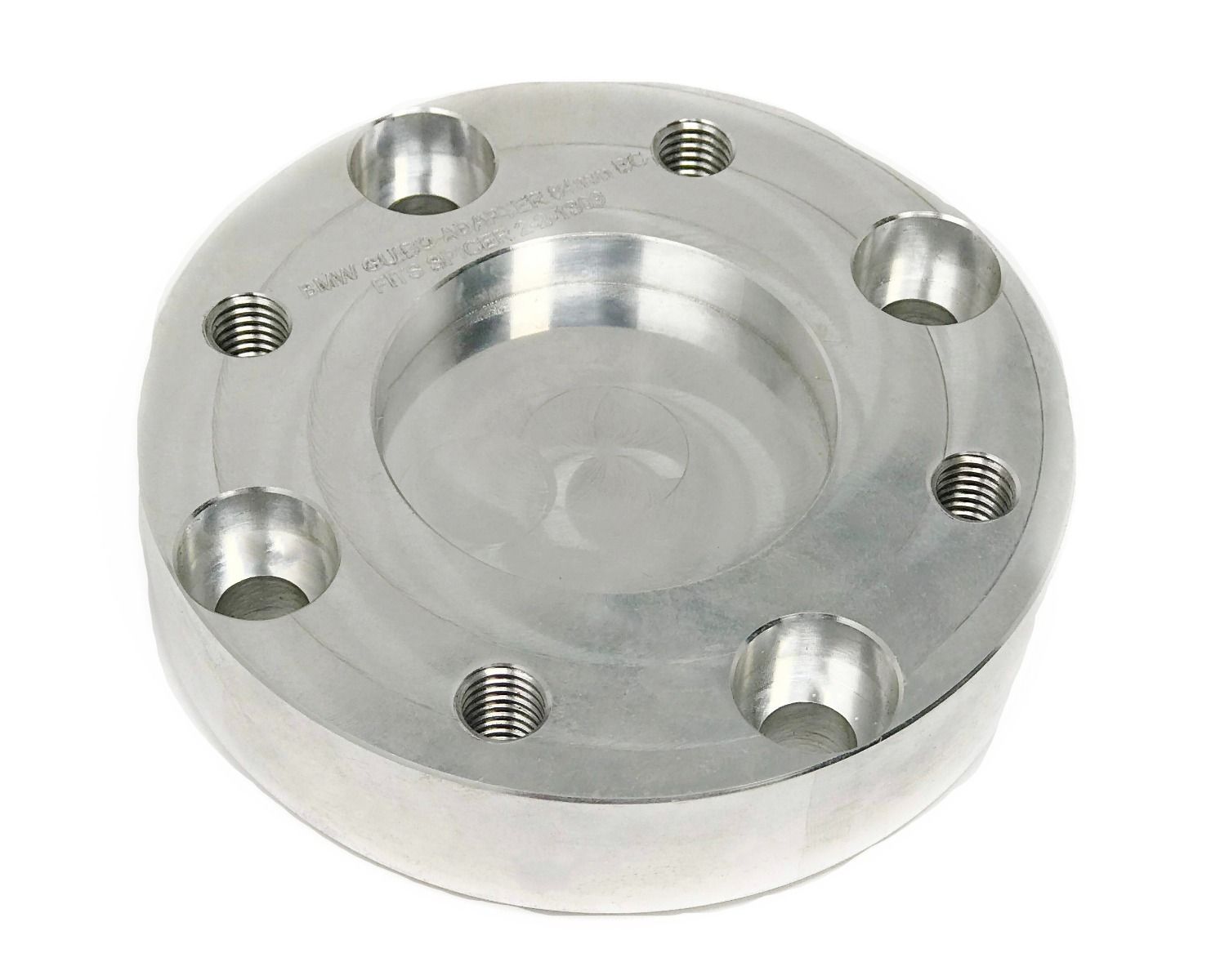 Aluminum 6061 driveshaft adapter about 5 inches wide for the BMW E46 differential guibo adapter application