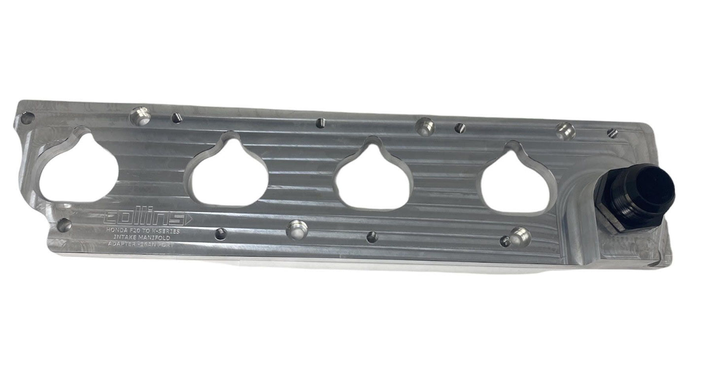 Aircraft quality 6061 aluminum intake manifold for the Honda K24 A2 head to Honda S2000 F20 F22 