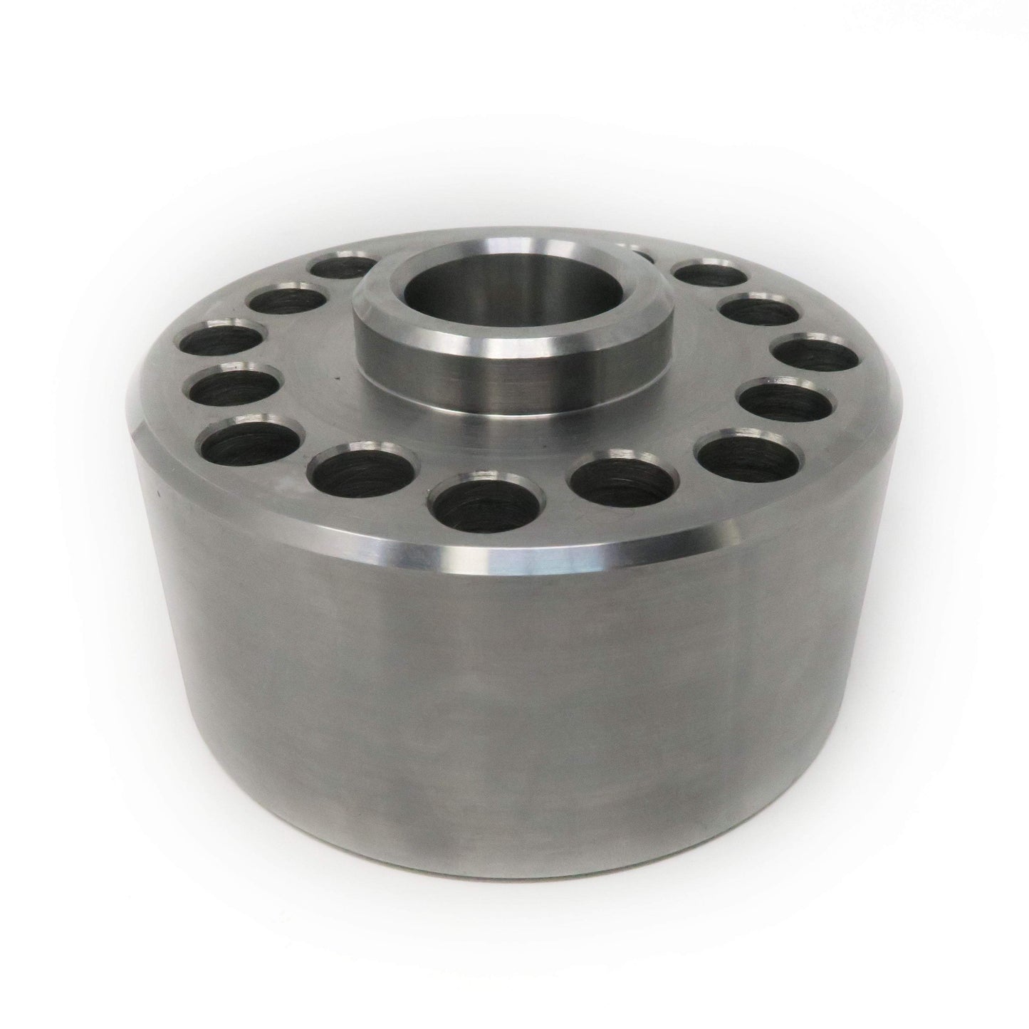 Round cold rolled steel flywheel adapter for JZ engine to 350Z transmission stage 5 twin disc applications approximately 4 inches wide by 2 inches high