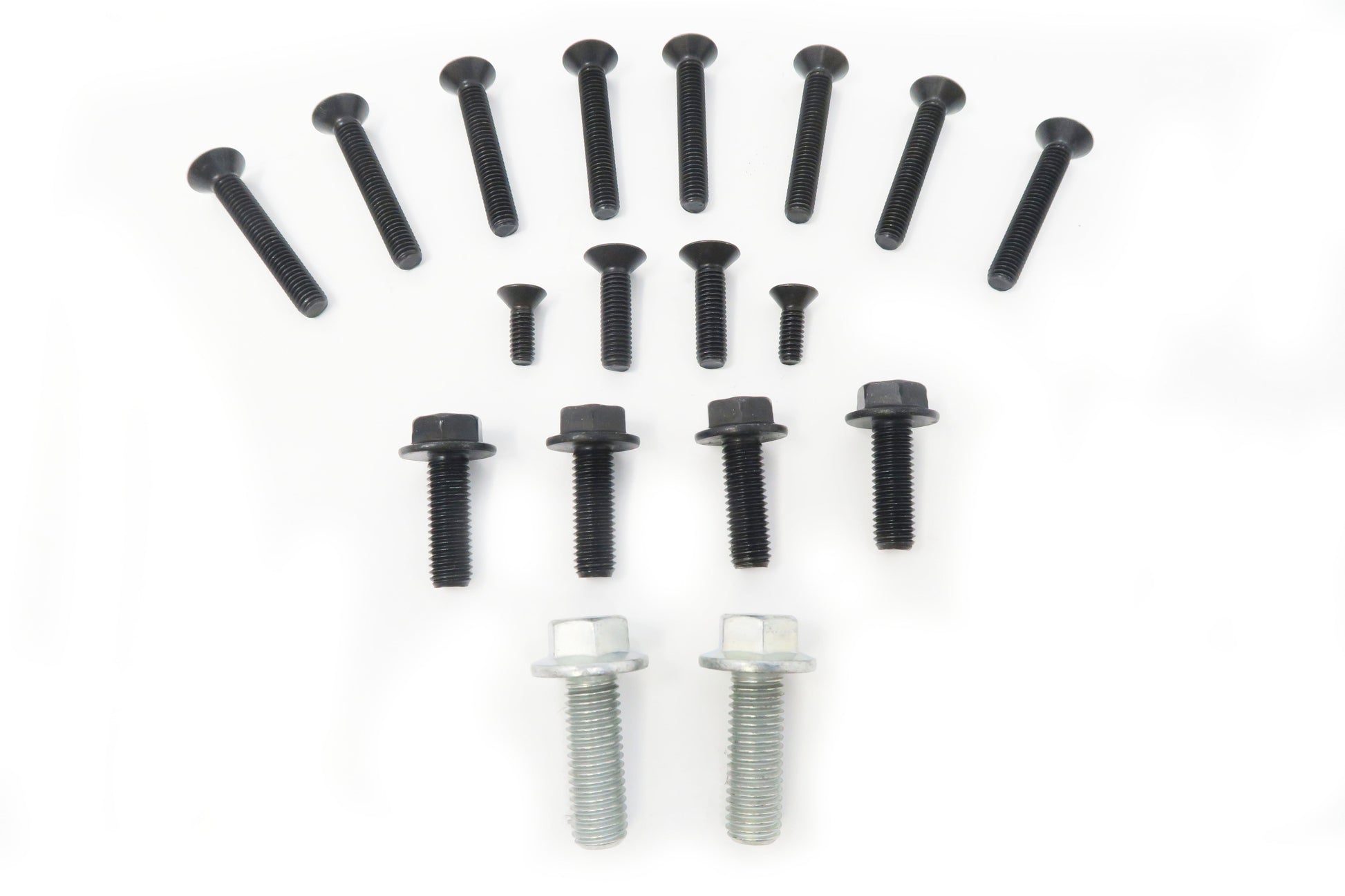 Set of 12 flat socket head cap screws and 6 hex flanged head cap screws for A340 J3 application