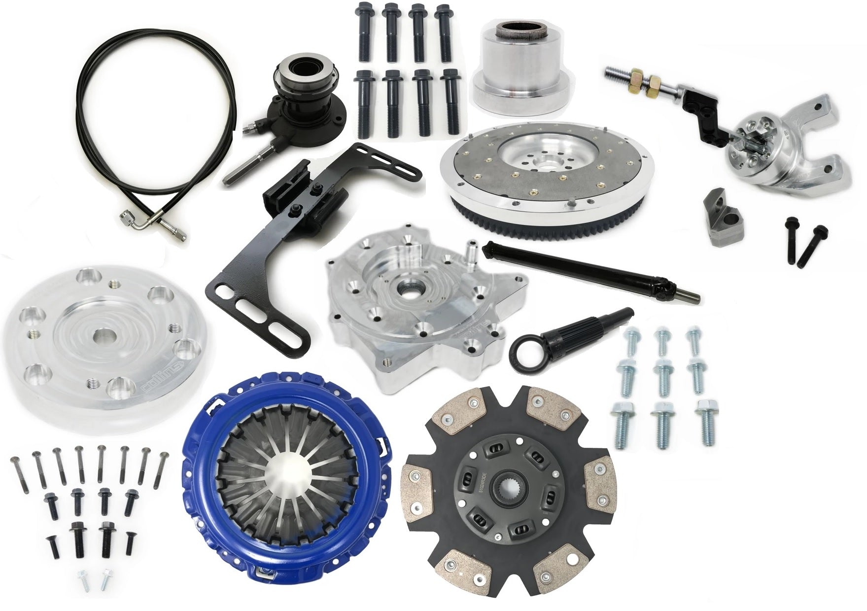 This is a compiled photo of all of the components within the LS430 swap kit