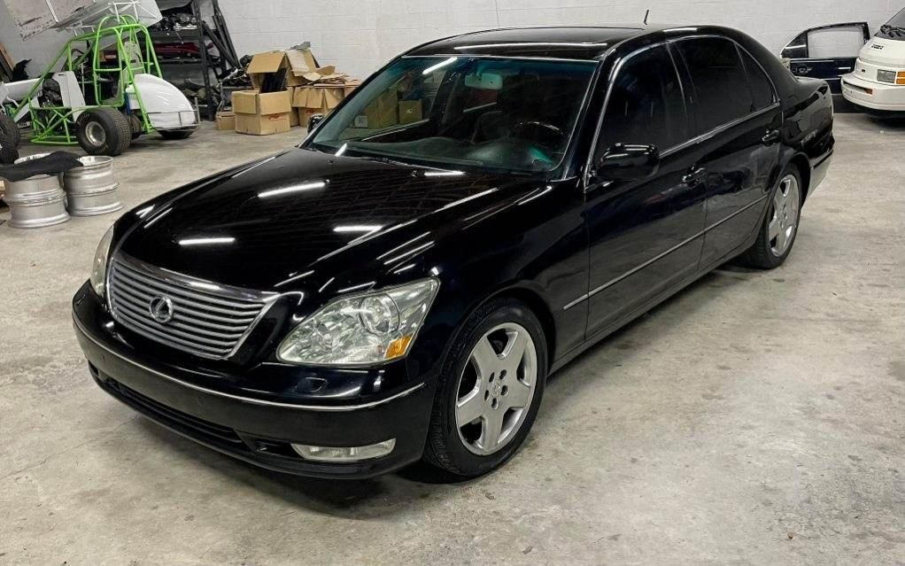 This is a photograph of a black 2005 Lexus LS430