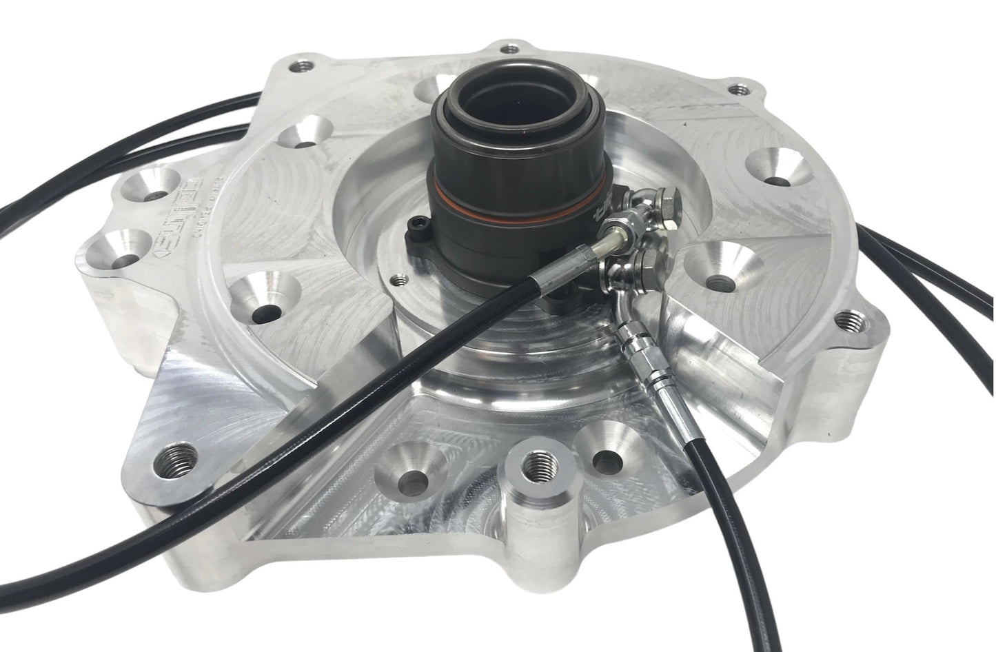 Collins aluminum A340 J2 adapter with tilton slave cylinder and 70 degree clutch lines installed