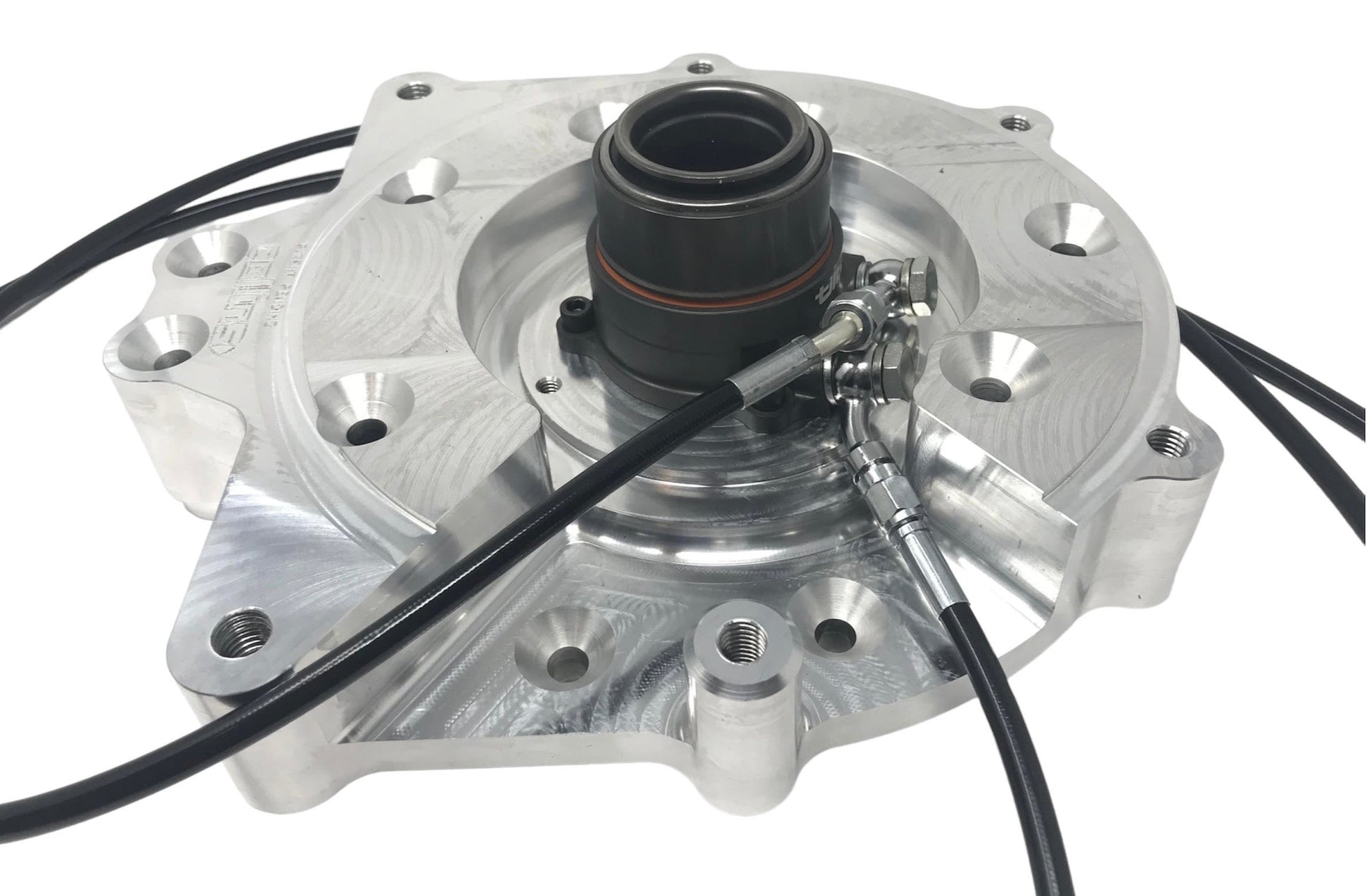 Collins aluminum A340 J2 adapter with tilton slave cylinder and 70 degree clutch lines installed