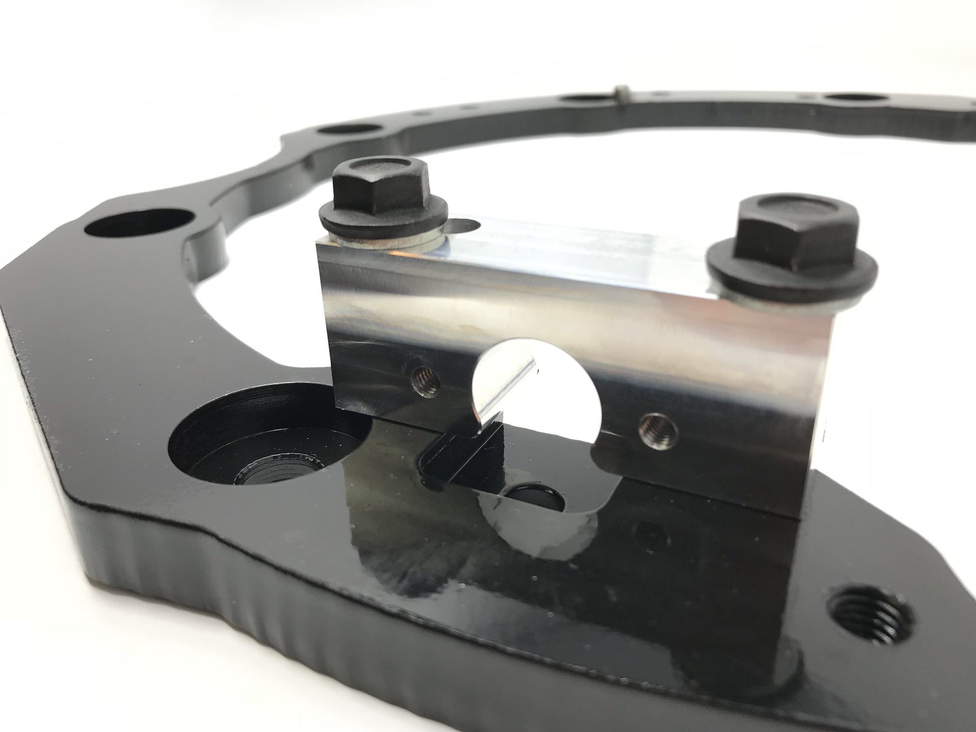 Aluminum crank sensor installed on adapter plate